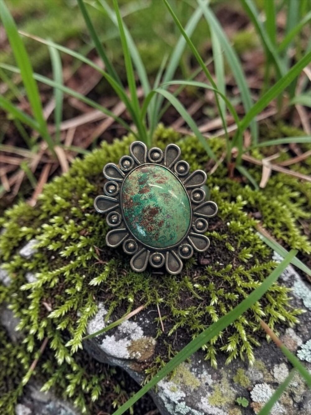 Vintage Taxco Mexican Sterling Silver Turquoise Statement Ring